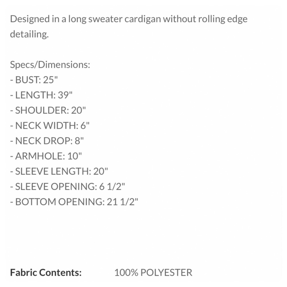 $38 start LAST ONE ❤️Pretty POL Rolling Edge detail Long Powder Blue Cardigan - Picture 7 of 7